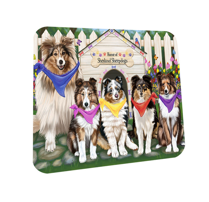 Spring Dog House Shetland Sheepdogs Coasters Set of 4 CST50089