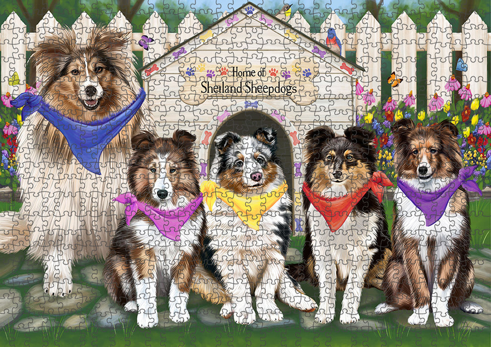 Spring Dog House Shetland Sheepdogs Puzzle with Photo Tin PUZL54096