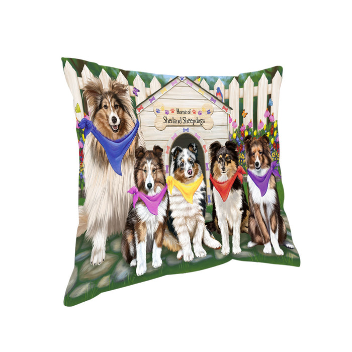Spring Dog House Shetland Sheepdogs Pillow PIL56376