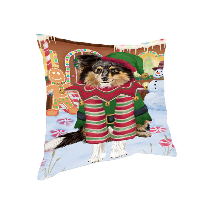 Christmas Gingerbread House Candyfest Shetland Sheepdog Pillow PIL80468