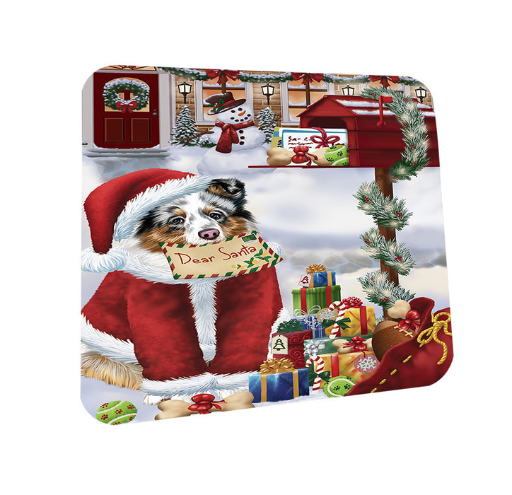 Shetland Sheepdog Dear Santa Letter Christmas Holiday Mailbox Coasters Set of 4 CST53885