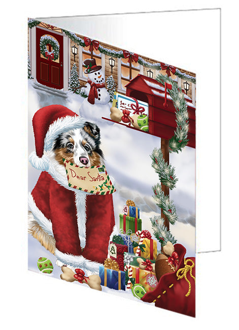 Shetland Sheepdog Dear Santa Letter Christmas Holiday Mailbox Handmade Artwork Assorted Pets Greeting Cards and Note Cards with Envelopes for All Occasions and Holiday Seasons GCD65810