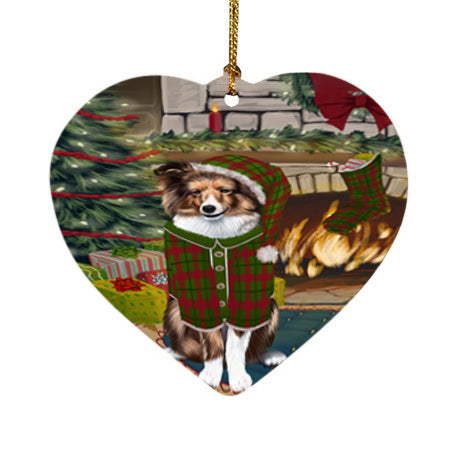 The Stocking was Hung Shetland Sheepdog Heart Christmas Ornament HPOR55966