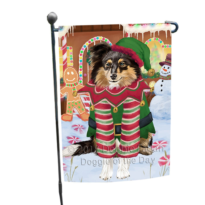 Christmas Gingerbread House Candyfest Shetland Sheepdog Garden Flag GFLG57172
