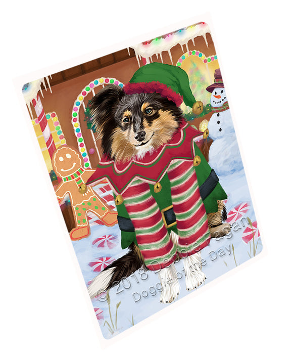 Christmas Gingerbread House Candyfest Shetland Sheepdog Magnet MAG74769 (Small 5.5" x 4.25")