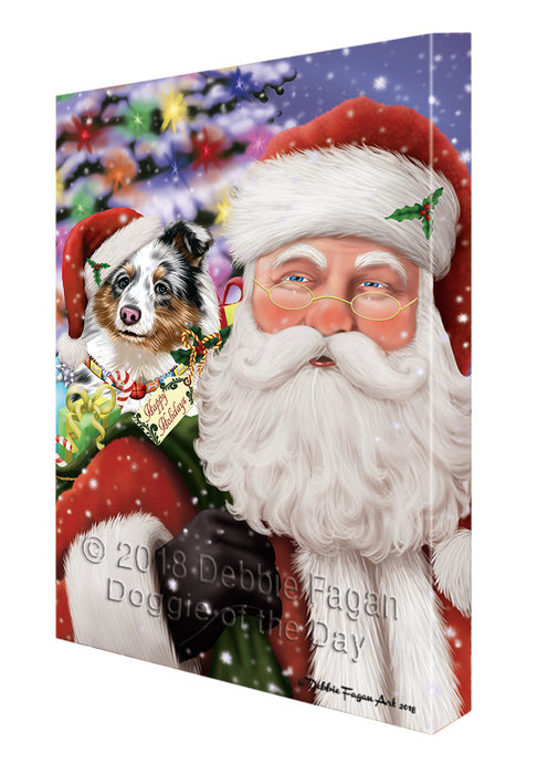 Santa Carrying Shetland Sheepdog and Christmas Presents Canvas Print Wall Art Décor CVS103994