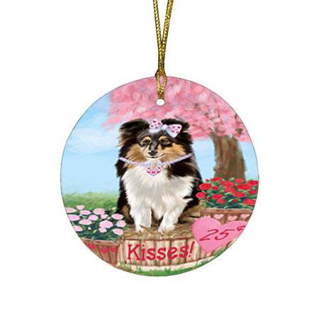 Rosie 25 Cent Kisses Shetland Sheepdog Round Flat Christmas Ornament RFPOR56384
