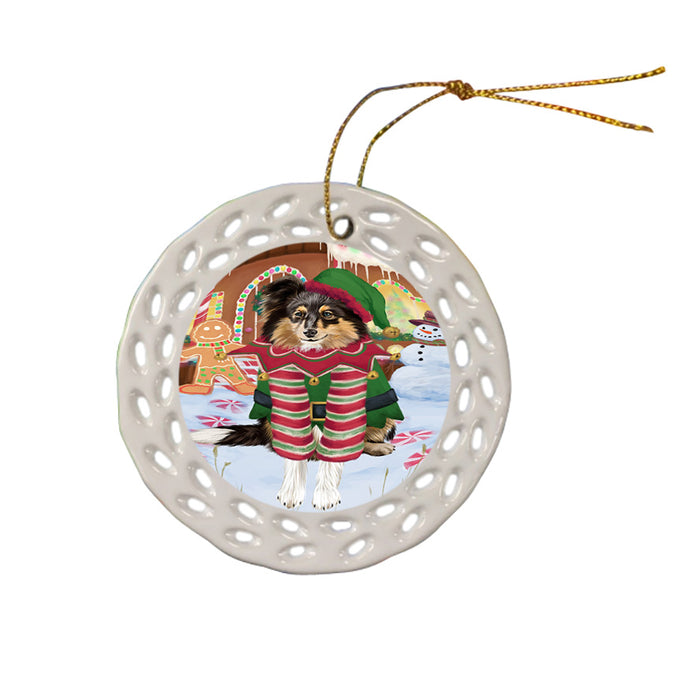 Christmas Gingerbread House Candyfest Shetland Sheepdog Ceramic Doily Ornament DPOR56900