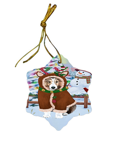 Christmas Gingerbread House Candyfest Shetland Sheepdog Star Porcelain Ornament SPOR56901