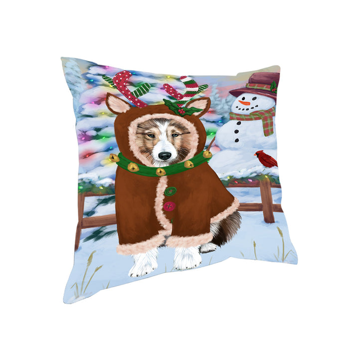 Christmas Gingerbread House Candyfest Shetland Sheepdog Pillow PIL80472