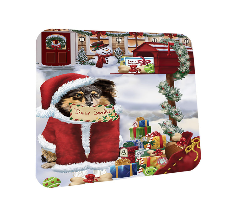 Shetland Sheepdog Dear Santa Letter Christmas Holiday Mailbox Coasters Set of 4 CST53886