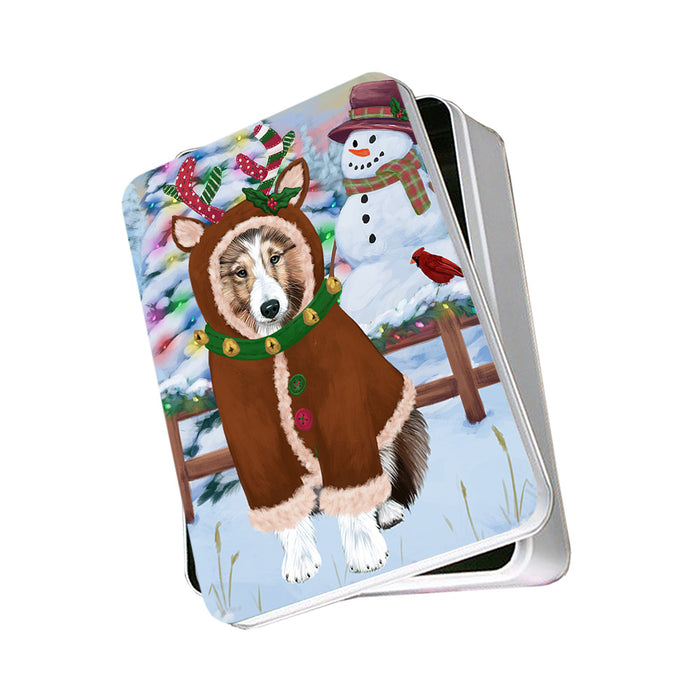 Christmas Gingerbread House Candyfest Shetland Sheepdog Photo Storage Tin PITN56488