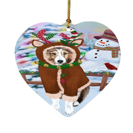 Christmas Gingerbread House Candyfest Shetland Sheepdog Heart Christmas Ornament HPOR56901