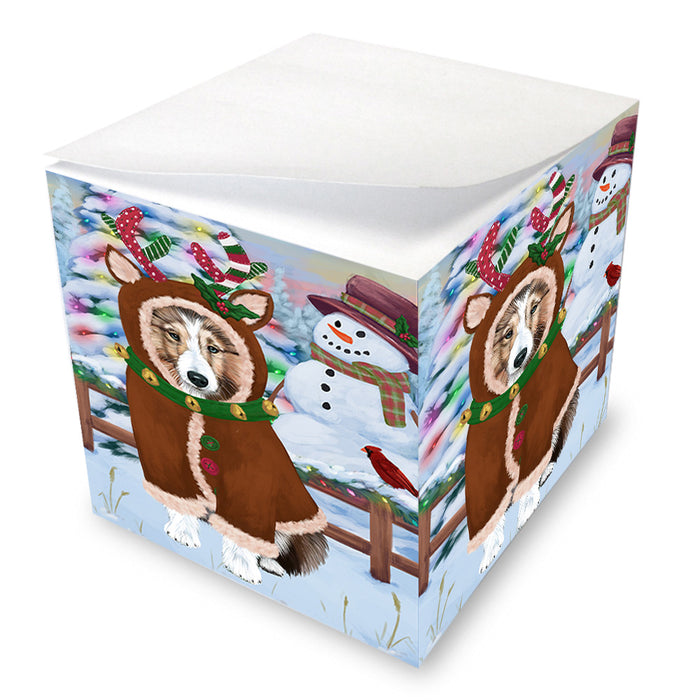 Christmas Gingerbread House Candyfest Shetland Sheepdog Note Cube NOC54617