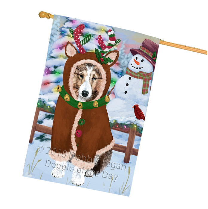 Christmas Gingerbread House Candyfest Shetland Sheepdog House Flag FLG57229