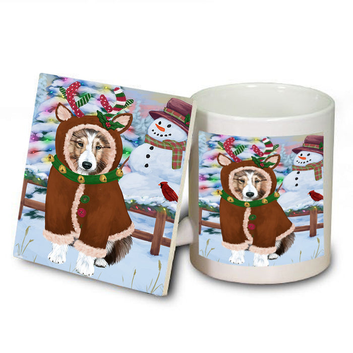Christmas Gingerbread House Candyfest Shetland Sheepdog Mug and Coaster Set MUC56537