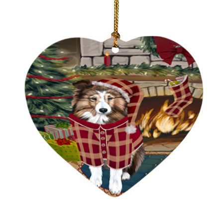 The Stocking was Hung Shetland Sheepdog Heart Christmas Ornament HPOR55967