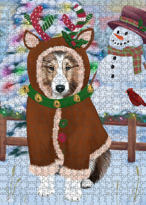 Christmas Gingerbread House Candyfest Shetland Sheepdog Puzzle with Photo Tin PUZL94380