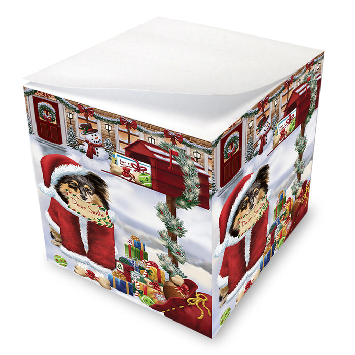 Shetland Sheepdog Dear Santa Letter Christmas Holiday Mailbox Note Cube NOC55574