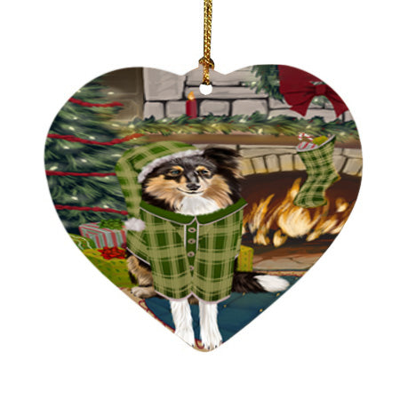 The Stocking was Hung Shetland Sheepdog Heart Christmas Ornament HPOR55968