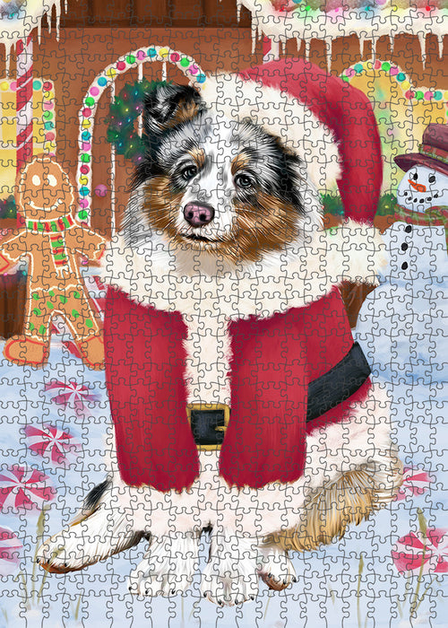 Christmas Gingerbread House Candyfest Shetland Sheepdog Puzzle with Photo Tin PUZL94384