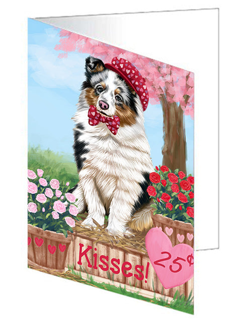 Rosie 25 Cent Kisses Shetland Sheepdog Handmade Artwork Assorted Pets Greeting Cards and Note Cards with Envelopes for All Occasions and Holiday Seasons GCD72605