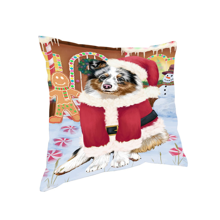 Christmas Gingerbread House Candyfest Shetland Sheepdog Pillow PIL80476