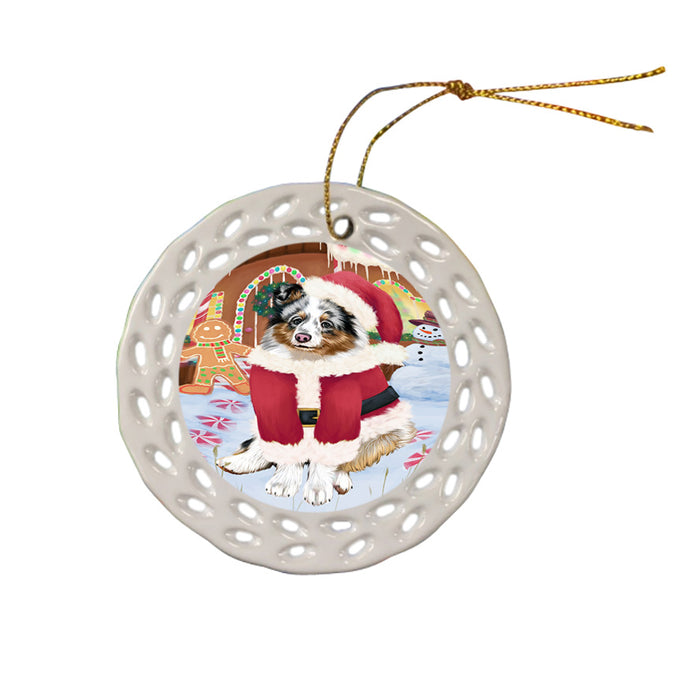 Christmas Gingerbread House Candyfest Shetland Sheepdog Ceramic Doily Ornament DPOR56902