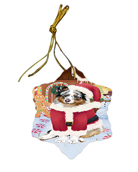 Christmas Gingerbread House Candyfest Shetland Sheepdog Star Porcelain Ornament SPOR56902