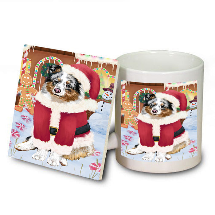 Christmas Gingerbread House Candyfest Shetland Sheepdog Mug and Coaster Set MUC56538