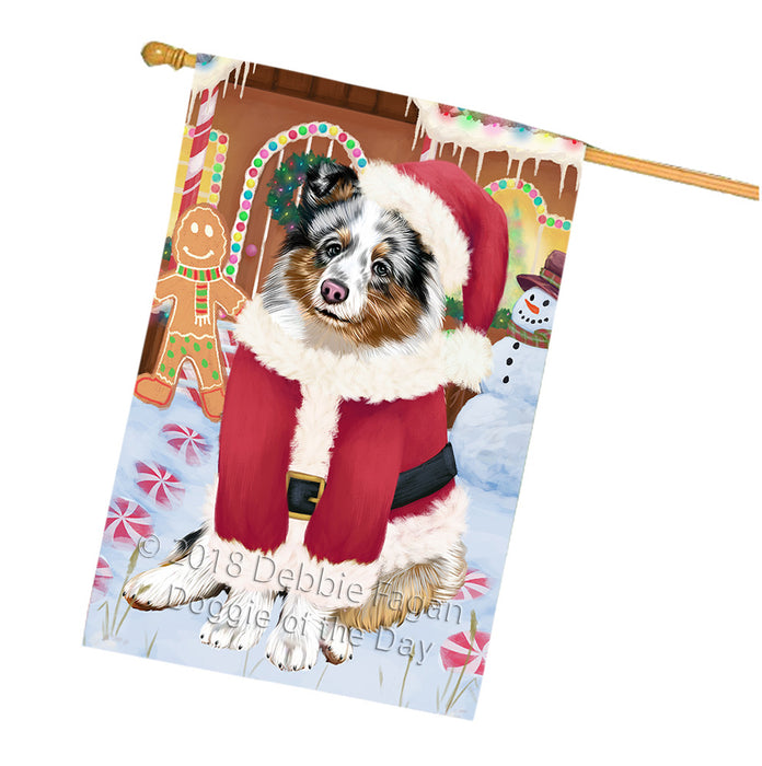 Christmas Gingerbread House Candyfest Shetland Sheepdog House Flag FLG57230