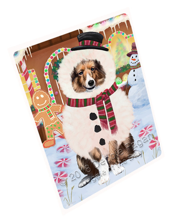Christmas Gingerbread House Candyfest Shetland Sheepdog Magnet MAG74778 (Small 5.5" x 4.25")