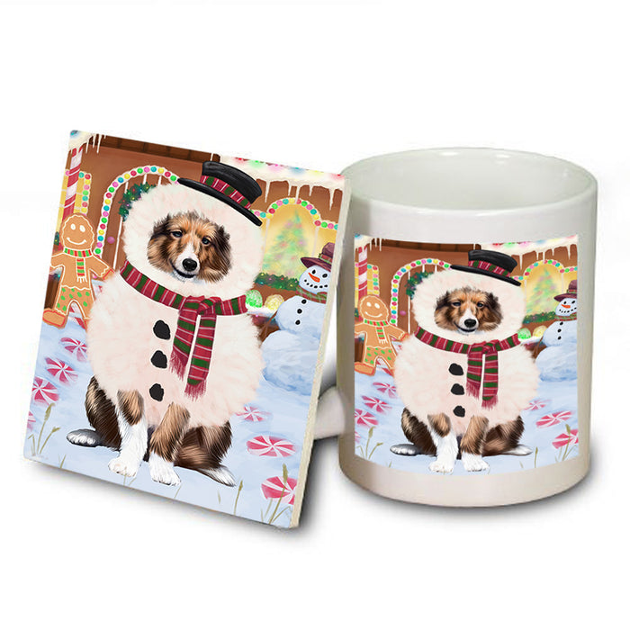 Christmas Gingerbread House Candyfest Shetland Sheepdog Mug and Coaster Set MUC56539