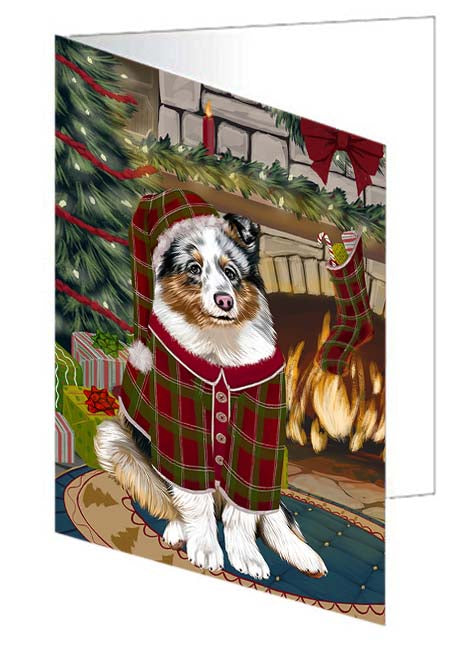 The Stocking was Hung Shetland Sheepdog Handmade Artwork Assorted Pets Greeting Cards and Note Cards with Envelopes for All Occasions and Holiday Seasons GCD71354
