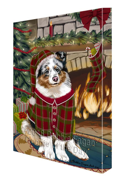The Stocking was Hung Shetland Sheepdog Canvas Print Wall Art Décor CVS120446