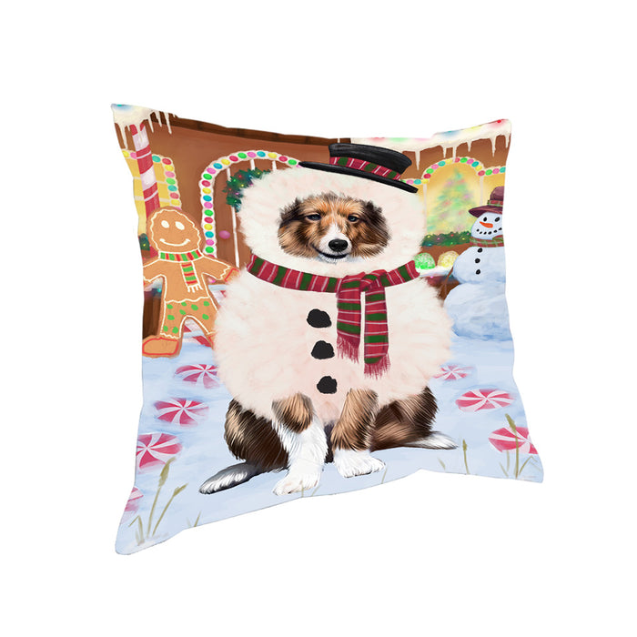 Christmas Gingerbread House Candyfest Shetland Sheepdog Pillow PIL80480