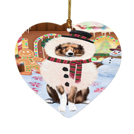 Christmas Gingerbread House Candyfest Shetland Sheepdog Heart Christmas Ornament HPOR56903