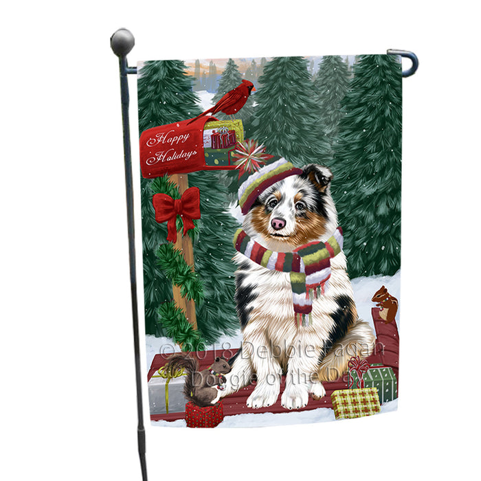 Merry Christmas Woodland Sled Shetland Sheepdog Garden Flag GFLG55327