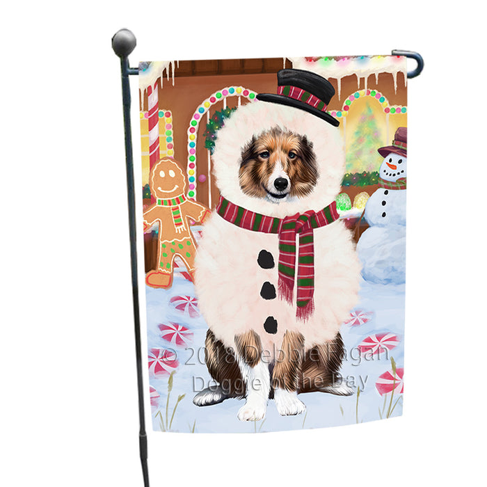 Christmas Gingerbread House Candyfest Shetland Sheepdog Garden Flag GFLG57175