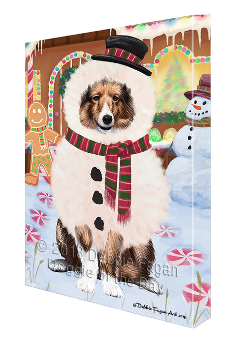 Christmas Gingerbread House Candyfest Shetland Sheepdog Canvas Print Wall Art Décor CVS131147