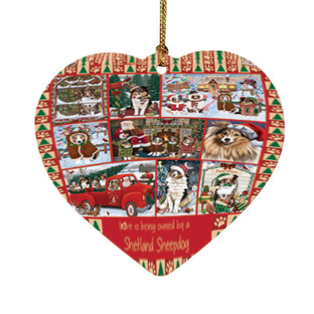 Love is Being Owned Christmas Shetland Sheepdogs Heart Christmas Ornament HPOR57882