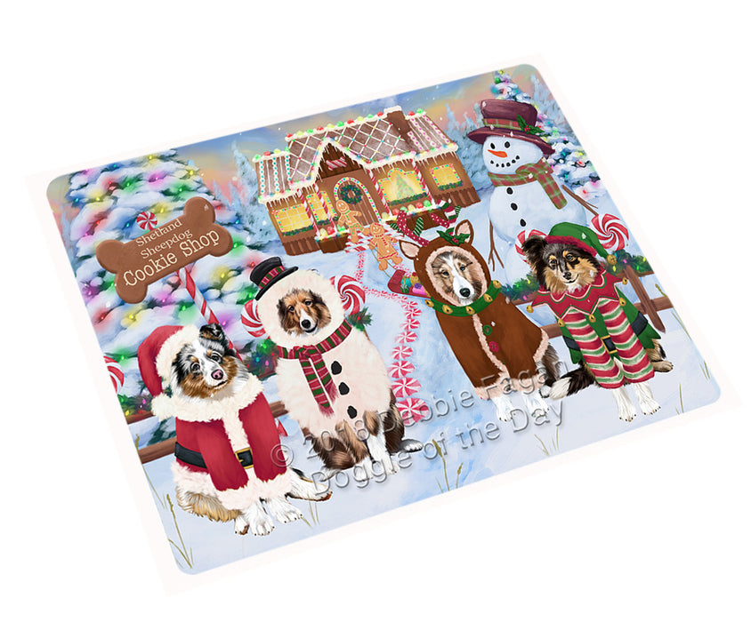 Holiday Gingerbread Cookie Shop Shetland Sheepdogs Cutting Board C74994