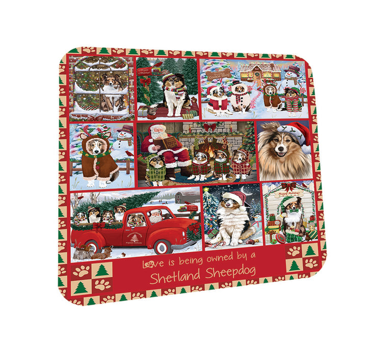 Love is Being Owned Christmas Shetland Sheepdogs Coasters Set of 4 CST57213
