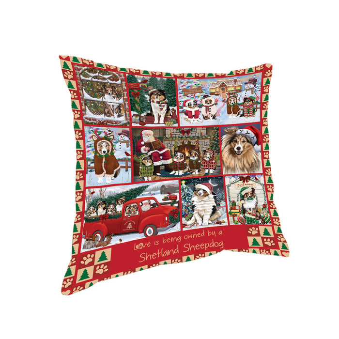 Love is Being Owned Christmas Shetland Sheepdogs Pillow PIL85880