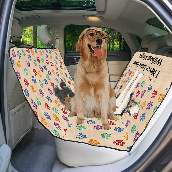 Personalized I Never Leave Home Paw Print Shetland Sheepdogs Pet Back Car Seat Cover