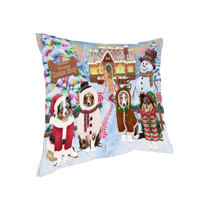 Holiday Gingerbread Cookie Shop Shetland Sheepdogs Pillow PIL80768