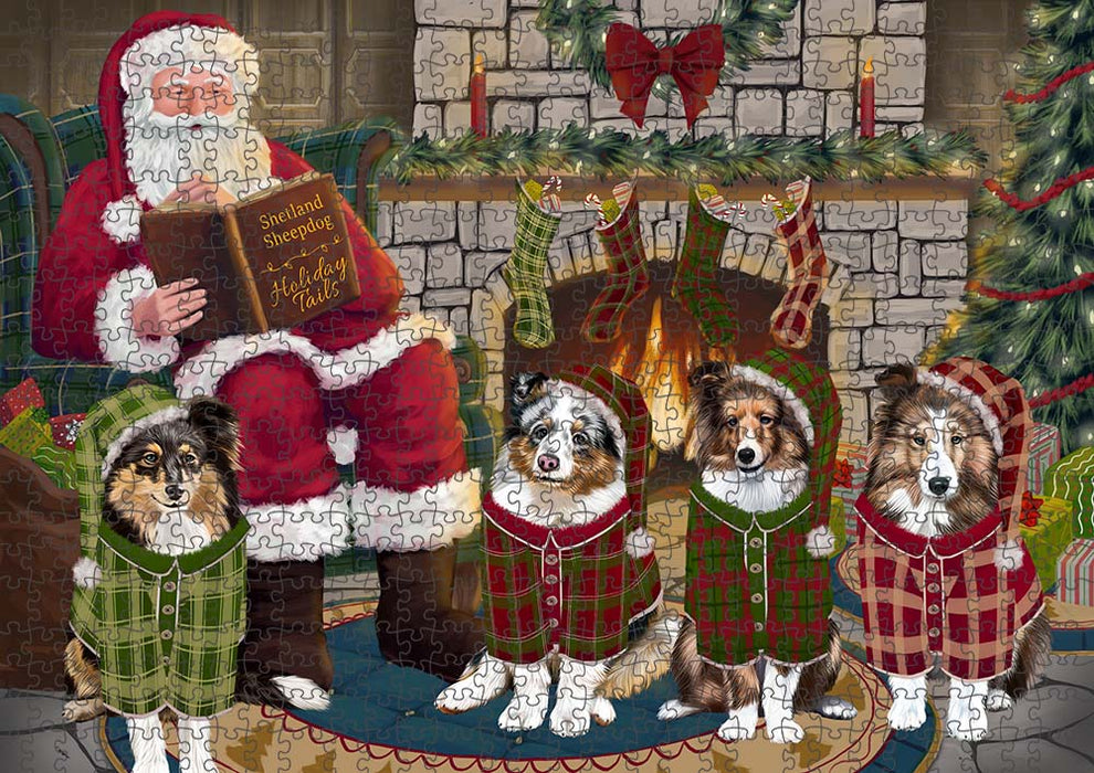 Christmas Cozy Holiday Tails Shetland Sheepdogs Puzzle with Photo Tin PUZL89756