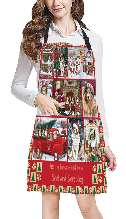 Love is Being Owned Christmas Shetland Sheepdogs Apron