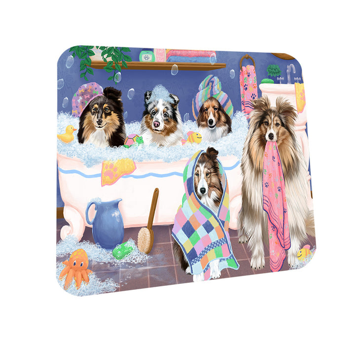 Rub A Dub Dogs In A Tub Shetland Sheepdogs Coasters Set of 4 CST56780