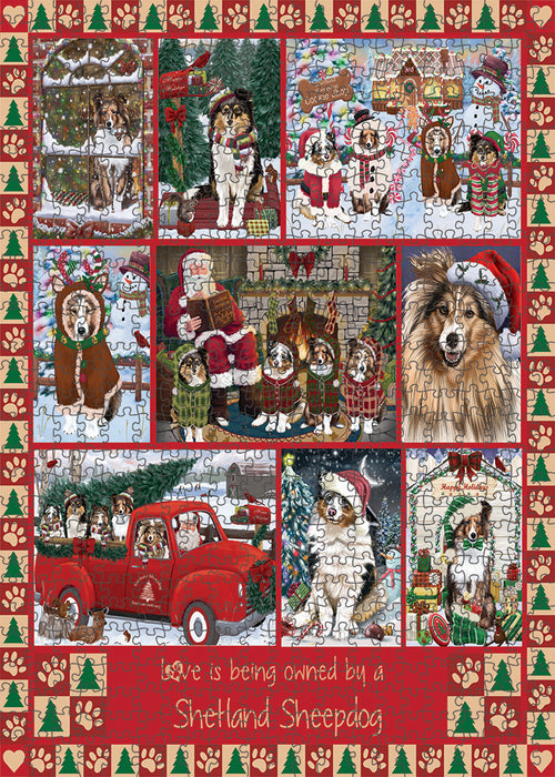 Love is Being Owned Christmas Shetland Sheepdogs Puzzle with Photo Tin PUZL99496